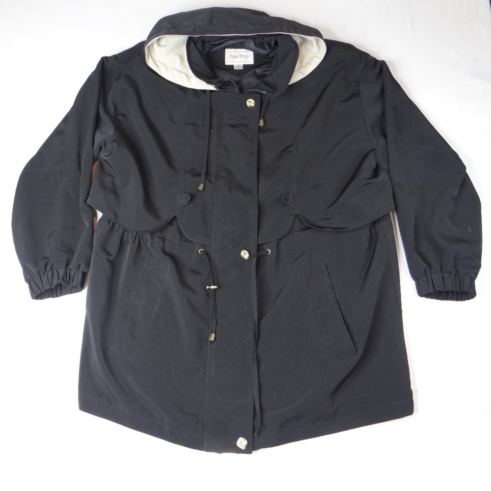 Giorgio Morandi Black Hooded Drawstring Parka Jacket‎ Women's 1X